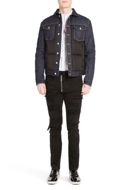 Dsquared2 Mixed Media Quilted Denim Jacket In Blue