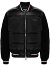 Dsquared2 Padded Down Feather Coats With Corduroy Sleeves In Black