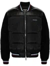 Dsquared2 Padded Down Feather Coats With Corduroy Sleeves In Black