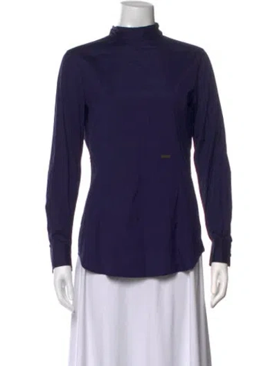 Pre-owned Dsquared2 Mock Neck Long Sleeve Top In Blue