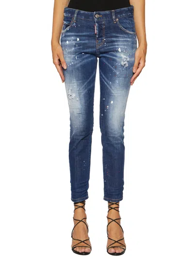 Dsquared2 Mod. Cool Girl Cotton Jeans In Blue