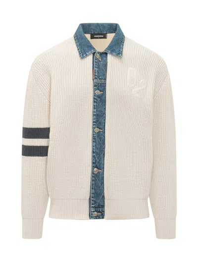 Dsquared2 Modern Cardigan With Elegantly Styled Buttons In Off-white Variant
