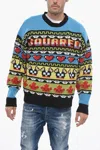 Dsquared2 Mohair Blend Ciro Sweater With Graphic Embroidery In Multi