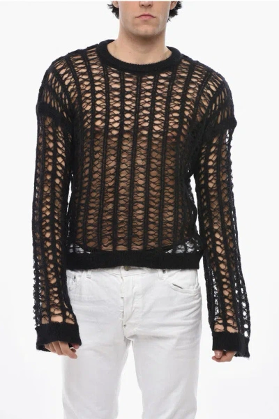 Dsquared2 Mohair Blend See Through Sweater In Black