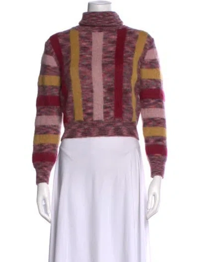 Pre-owned Dsquared2 Mohair Colorblock Pattern Sweater In Pink
