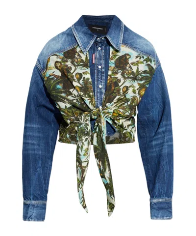 Dsquared2 Monkey Business Denim Shirt In Blue