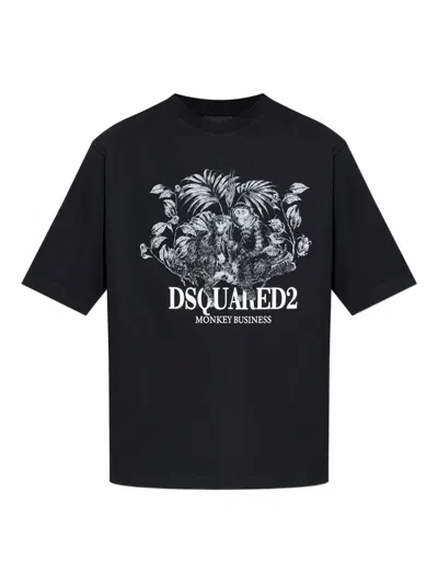 Dsquared2 Monkey Business Loose Fit T-shirt In Black