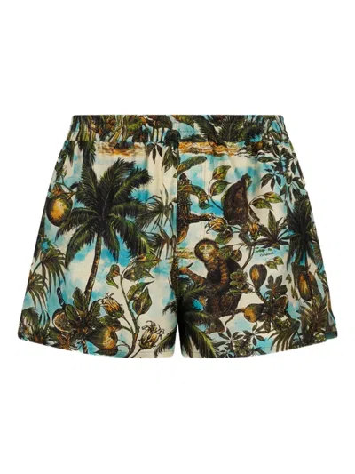Dsquared2 Monkey-print Shorts In Green