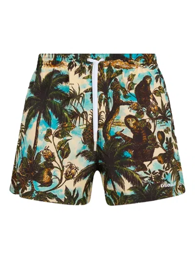 Dsquared2 Badeshorts Mit Affen-print In Brown