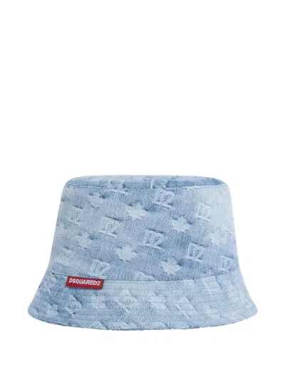 Dsquared2 Monogram Bucket Hat In Blue