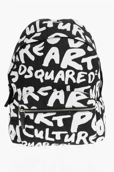 Dsquared2 Monogram Canvas Backpack With Outer Pocket