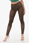 Dsquared2 Sequine-embroidered Mesh Collant In Black