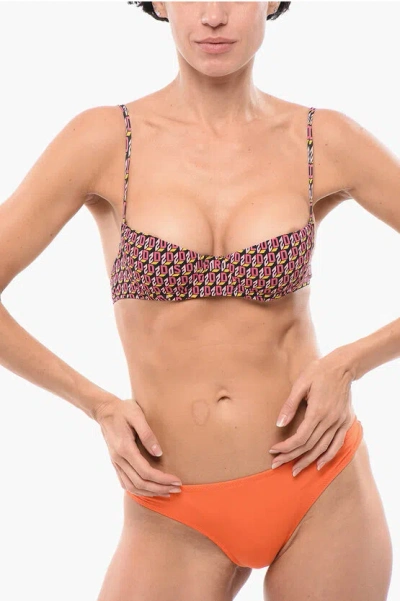 Dsquared2 Monogram Patterned Balconette Bra In Purple