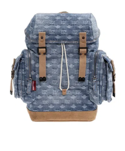 Dsquared2 Monogram-patterned Drawstring Backpack In Red