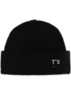 Dsquared2 Monogram-plaque Knitted Beanie In Black