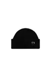 Dsquared2 Monogram-plaque Knitted Beanie In Black