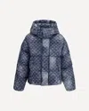 Dsquared2 Patterned Hooded Polyester Down Jacket In Blue