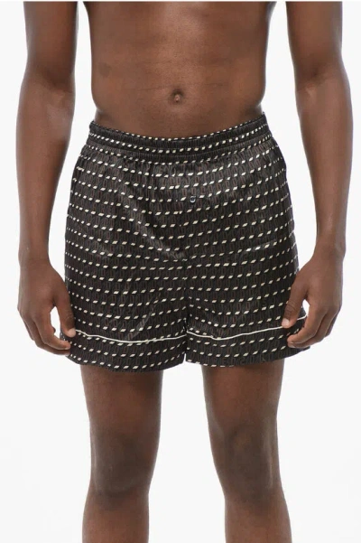 Dsquared2 Monogram Silk Blend Pijama Shorts