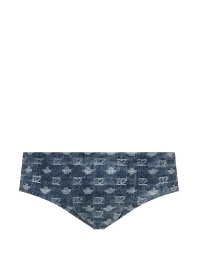 Dsquared2 Monogram Swim Briefs In Blue