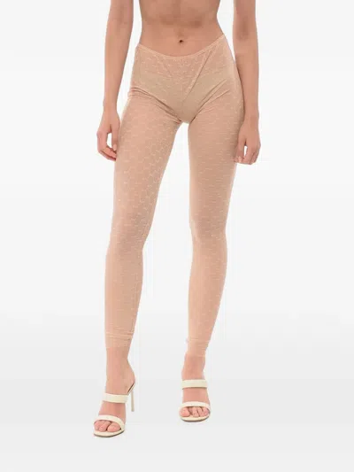 Dsquared2 Monogram-lace Tights In Neutrals