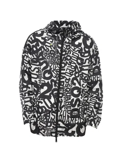Dsquared2 Monogram-motif Hooded Jacket In Black