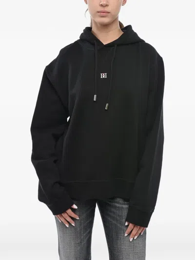 Dsquared2 Monogram-plaque Drawstring Hoodie In Black