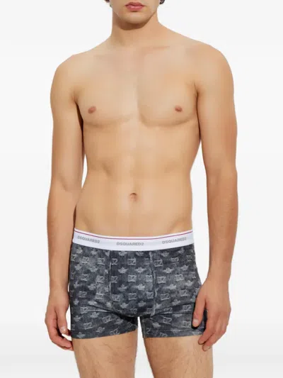 Dsquared2 Monogram-print Logo-waistband Boxers In Blue