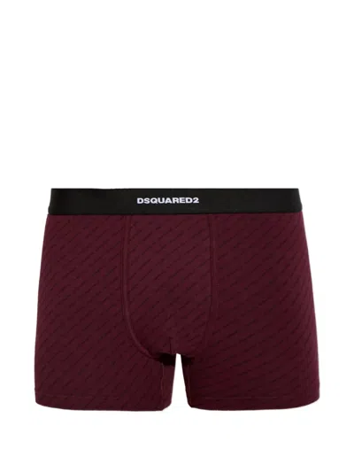 Dsquared2 Monogram-print Logo-waistband Boxers In Burgundy