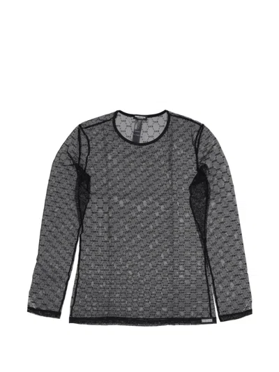 Dsquared2 Monogram-print Mesh Top In Black