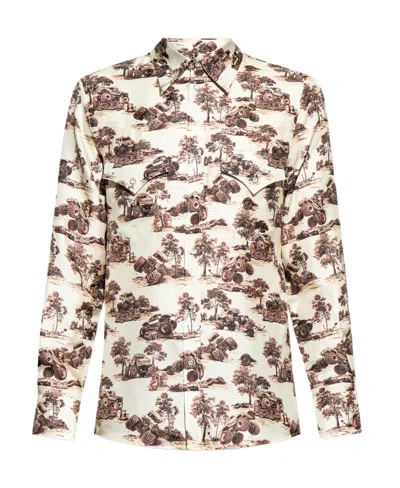 Dsquared2 Monster Truck-print Silk Shirt In White