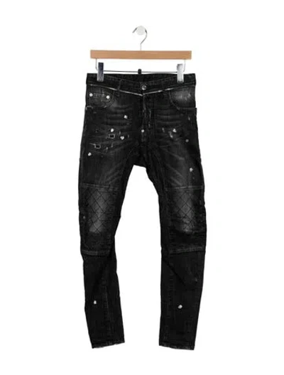 Pre-owned Dsquared2 Moto Jeans In Black