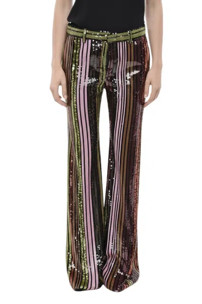 Dsquared2 Multi Color Flared Flat Front Pants In Brown
