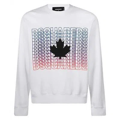 Pre-owned Dsquared2 Multi Logo Maple Leaf White Sweater