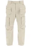 Dsquared2 Multi-pocket Cotton Twill Cargo Pants In Tidal Foam (beige)