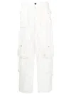 Dsquared2 Low Rise Cotton Twill Cargo Trousers In 白色