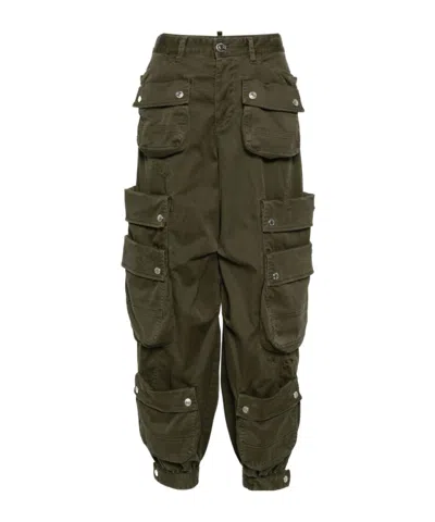 Dsquared2 Multi-pocket Cargo Trousers In Green