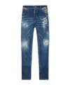 Dsquared2 Distressed Straight Jeans In Blue