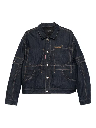 Dsquared2 Multi-pocket Panelled Denim Jacket In Blue