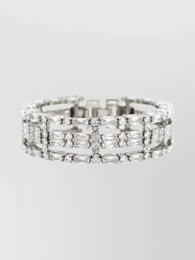 Dsquared2 Multi-row Diamond Embellished Crystal Bracelet In White