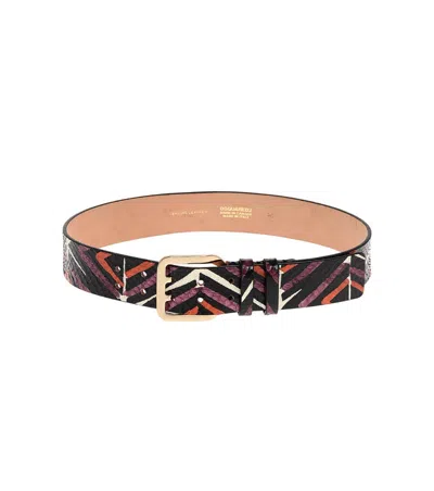 DSQUARED2 MULTICOLOR ABSTRACT CASUAL BELT