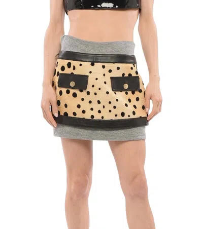Dsquared2 Multicolor Animal Print Mini Skirt In Neutral