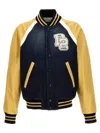 Dsquared2 'college' Yellow And Blue Varsity Jacket With Logo Patch And Contrasting Sleeves In Multicolor
