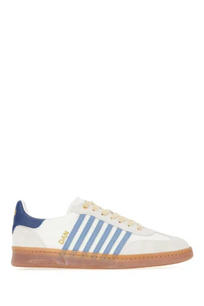 Dsquared2 Multicolor Canvas Boxer Sneakers In Bianco Blu