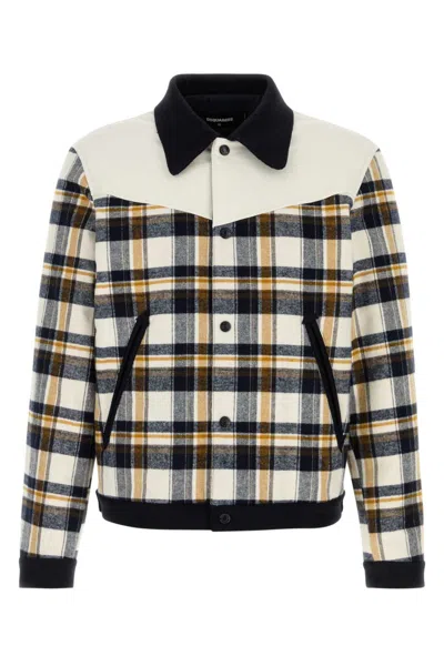 DSQUARED2 MULTICOLOR CHECK PATTERN BOMBER JACKET