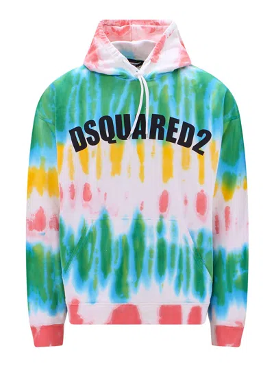 Dsquared2 Logo Tie Dye Sweatshirt Hoodie In Multicolor