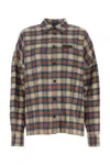 Dsquared2 Checked Cotton Overshirt With Leather Logo In Multicolor