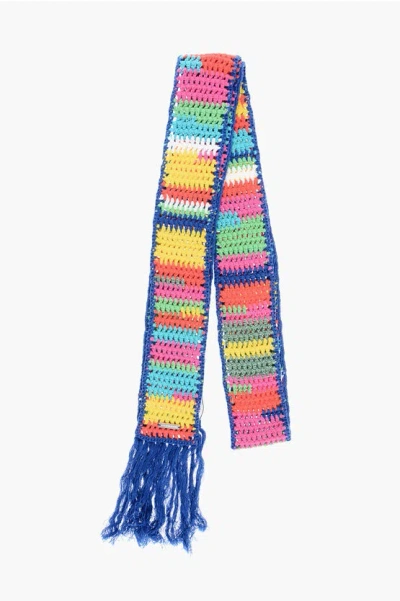 Dsquared2 Multicolor Fringed Crochet Scarf Grösse Unica
