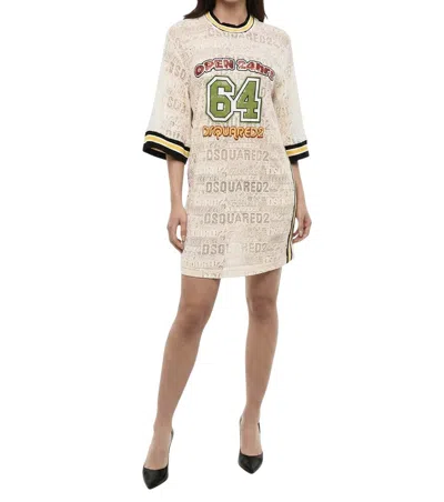 Dsquared2 Multicolor Graphic Crew Neck Dress In Neutral
