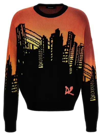 DSQUARED2 MULTICOLOR INTARSIA SWEATER