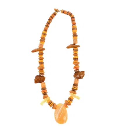 Dsquared2 Multicolor Maxi Stone Pendant Necklace In Orange